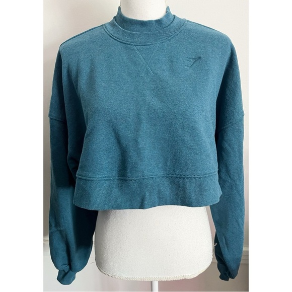 Gymshark • Teal Rest Day Cropped Pullover Sweatshirt - Picture 1 of 5